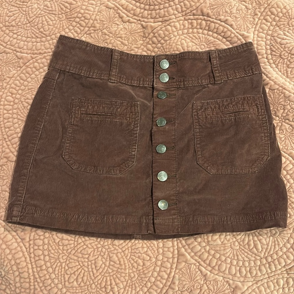 Free People - dark brown corduroy mini skirt